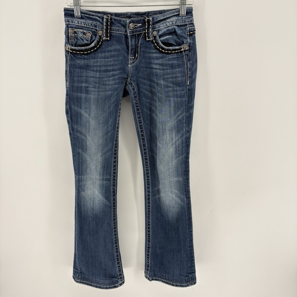 Miss Me JP5095-3 Bootcut Jeans Womens 26 Rhinestone‎ Cross Studded Western Y2K